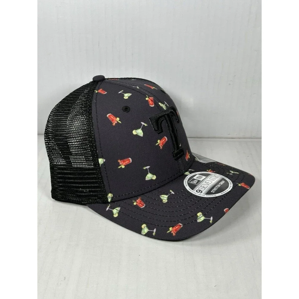 New Era Texas Rangers Drinks Pattern MLB 9SEVENTY Stretch-Snap Hat Cap NWT